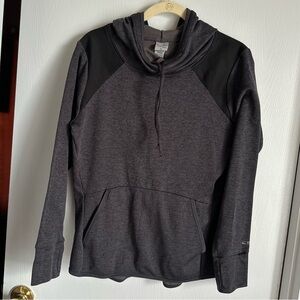 Champion Gray and Black Hooded Sweater with Cowl Neck